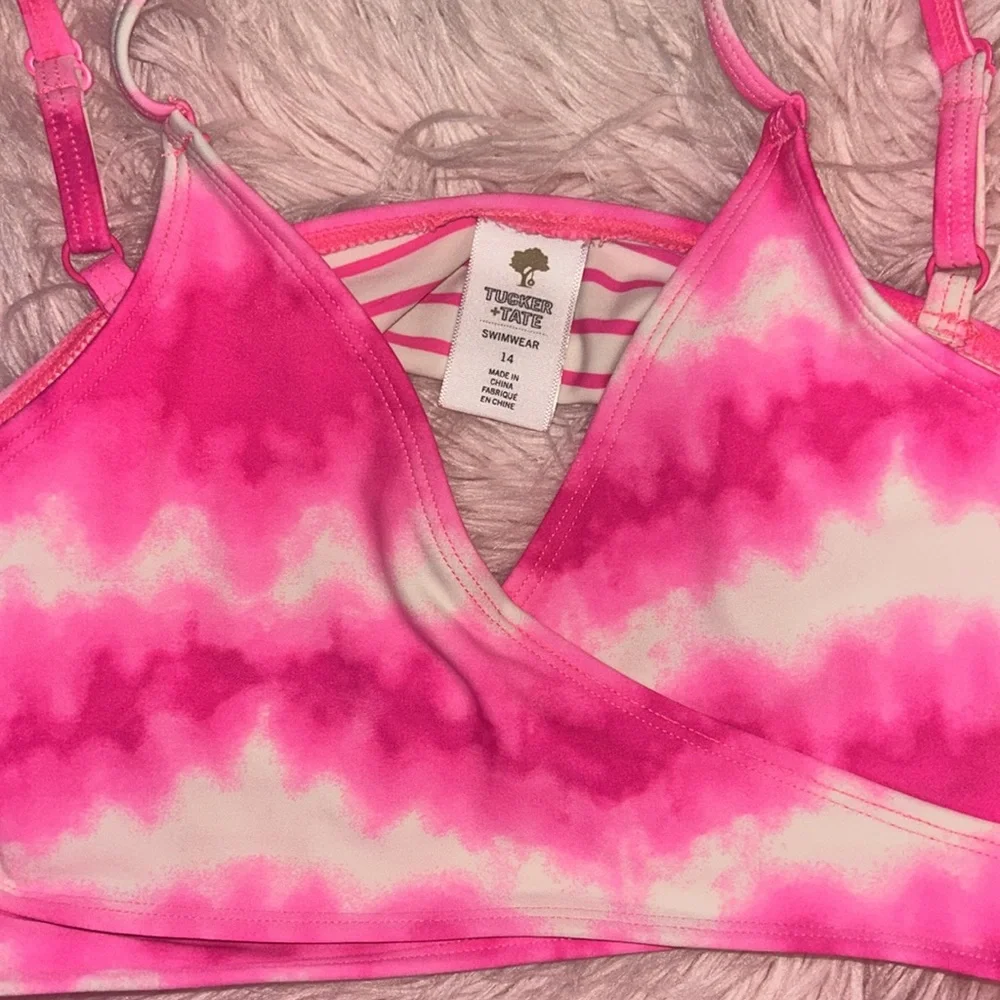 TUCKER + TATE BIKINI SWIM TOP PINK SZ 14